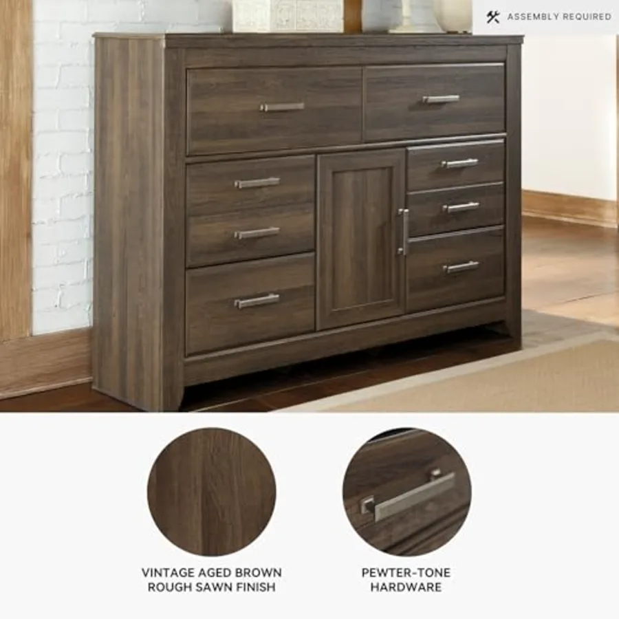 Juararo Rustic 6 Drawer Dresser with 1 Cabinet & Adjustable view 4