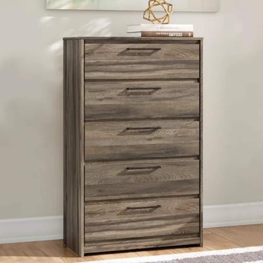 Jusika Rustic 5-Drawer Chest with Easy Glide and Safety Stop view 2