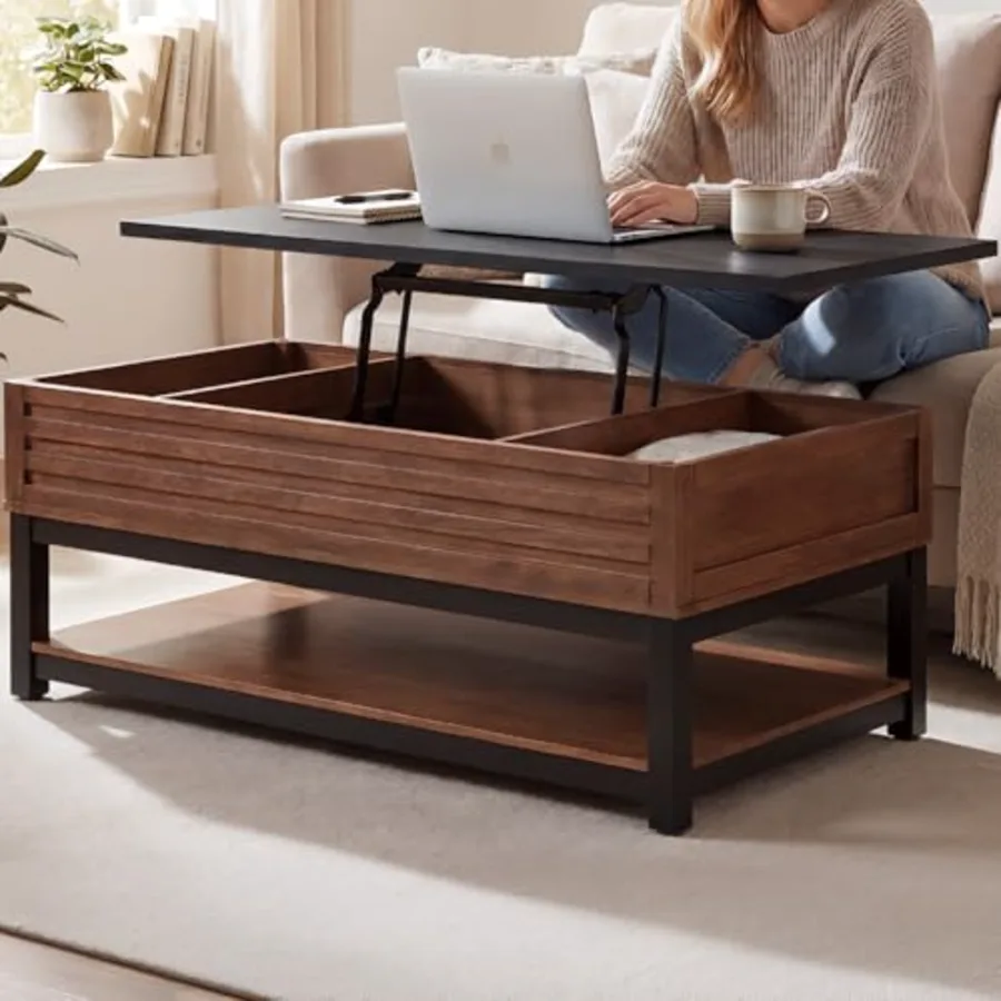 Kallari Wood Lift-Top Coffee Table with Storage view 2