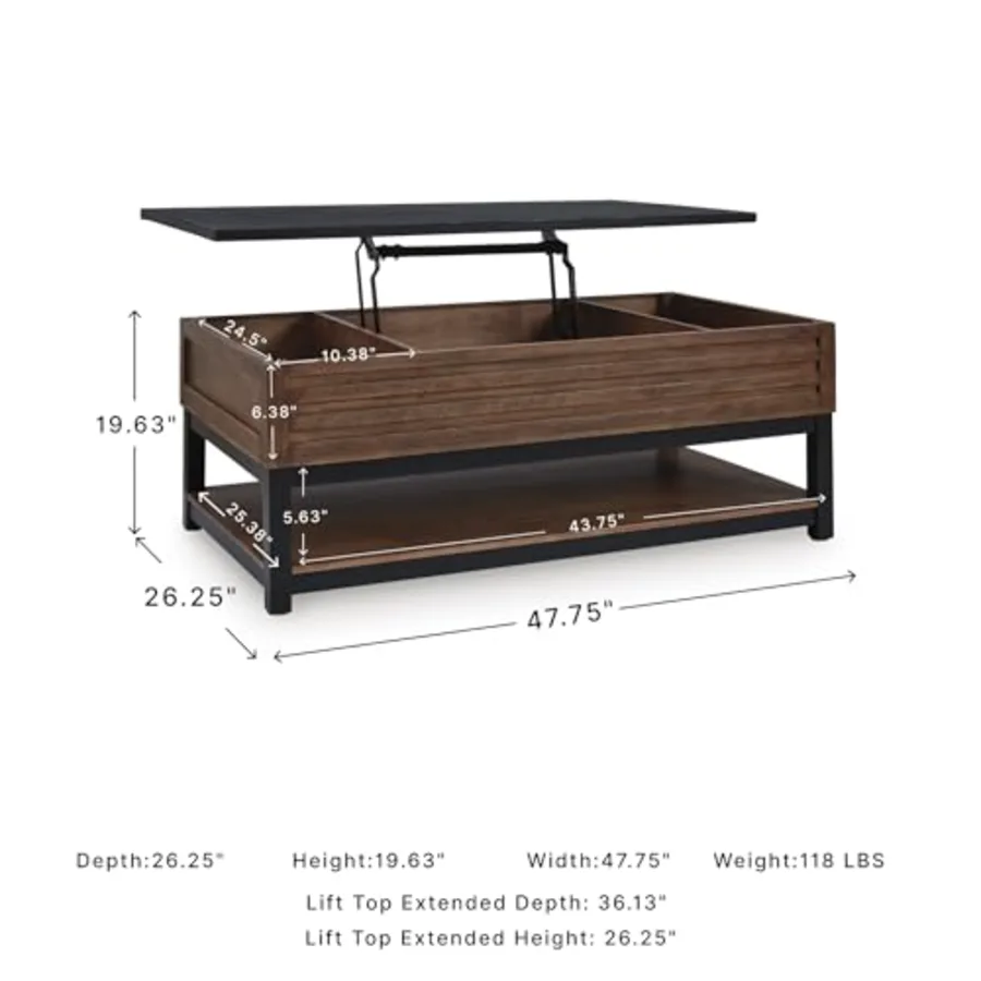 Kallari Wood Lift-Top Coffee Table with Storage view 3