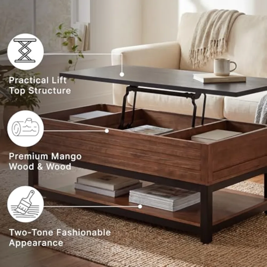 Kallari Wood Lift-Top Coffee Table with Storage view 4