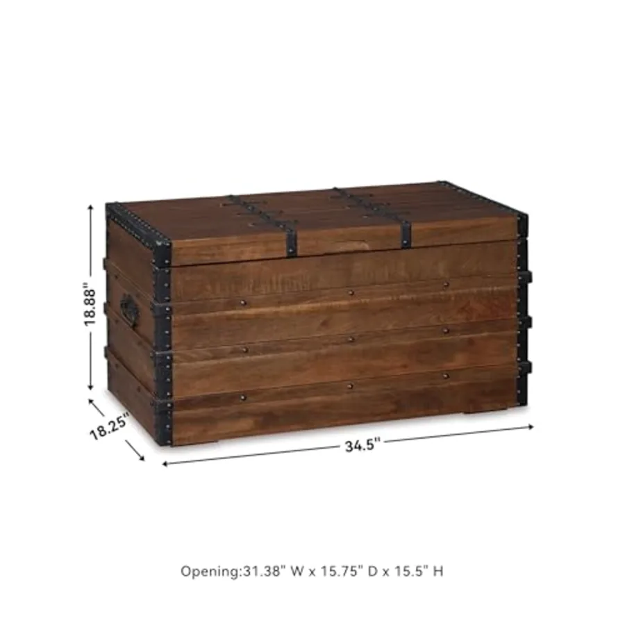 Kettleby Vintage Wood Storage Trunk or Coffee Table with Lift view 3