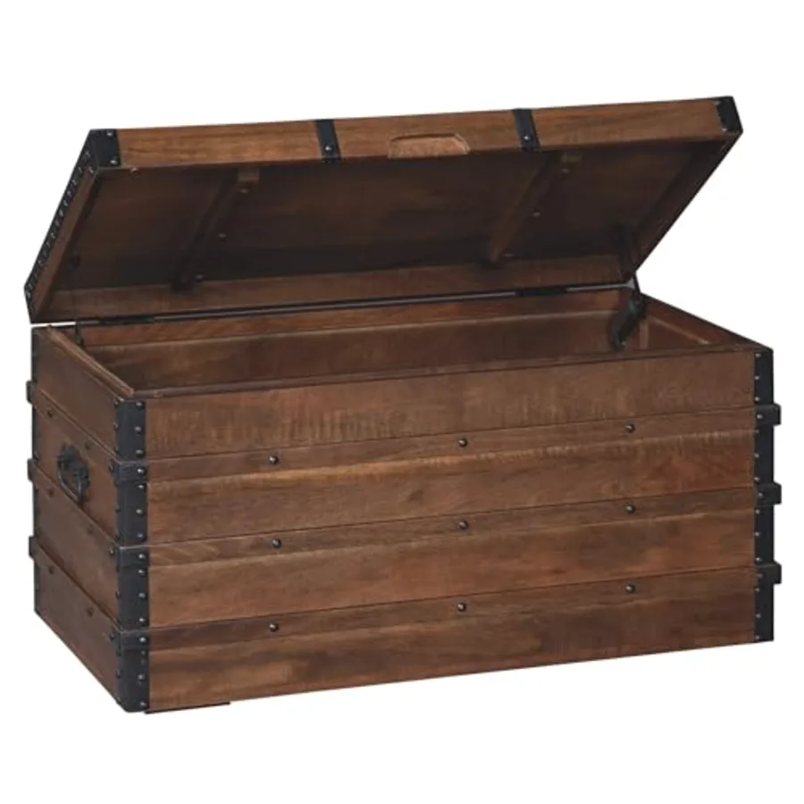 Kettleby Vintage Wood Storage Trunk or Coffee Table with Lift