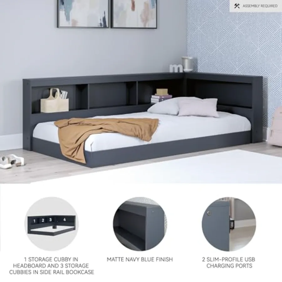 Kids Twin Bookcase Storage Bed view 4