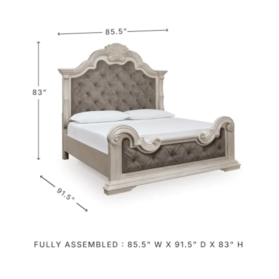King Upholstered Panel Bed view 3