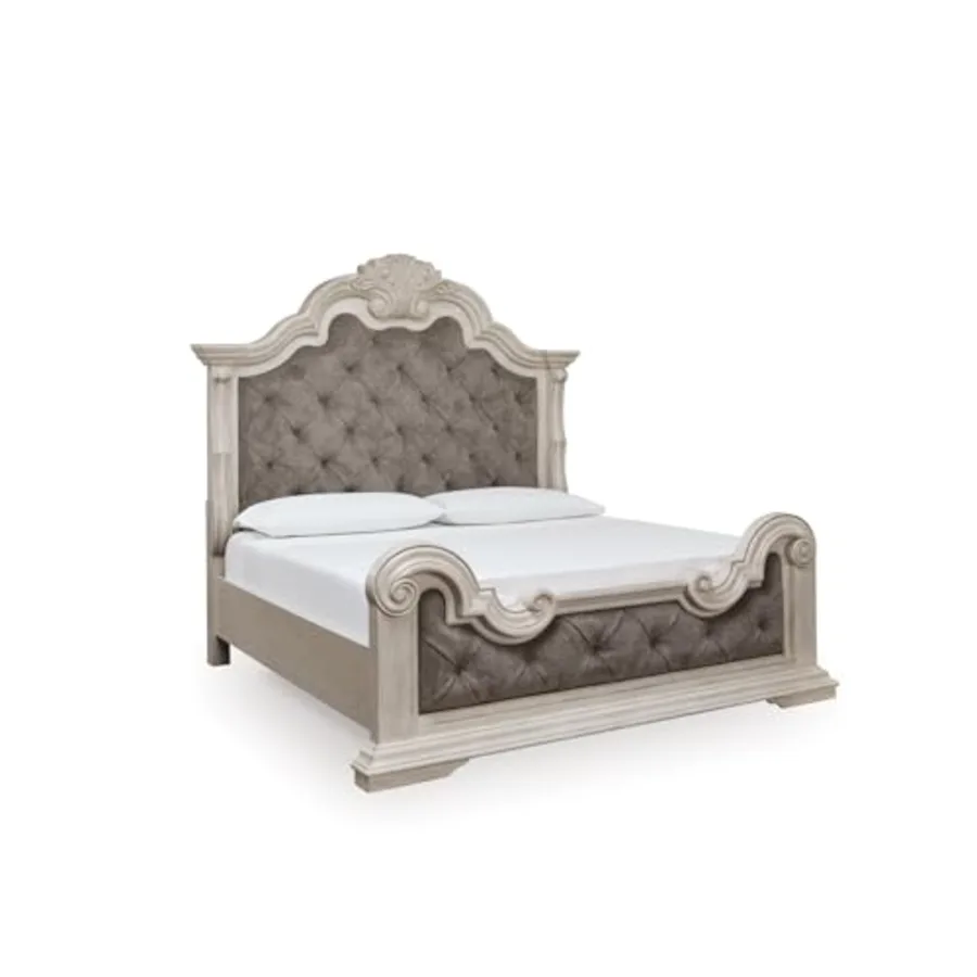 King Upholstered Panel Bed