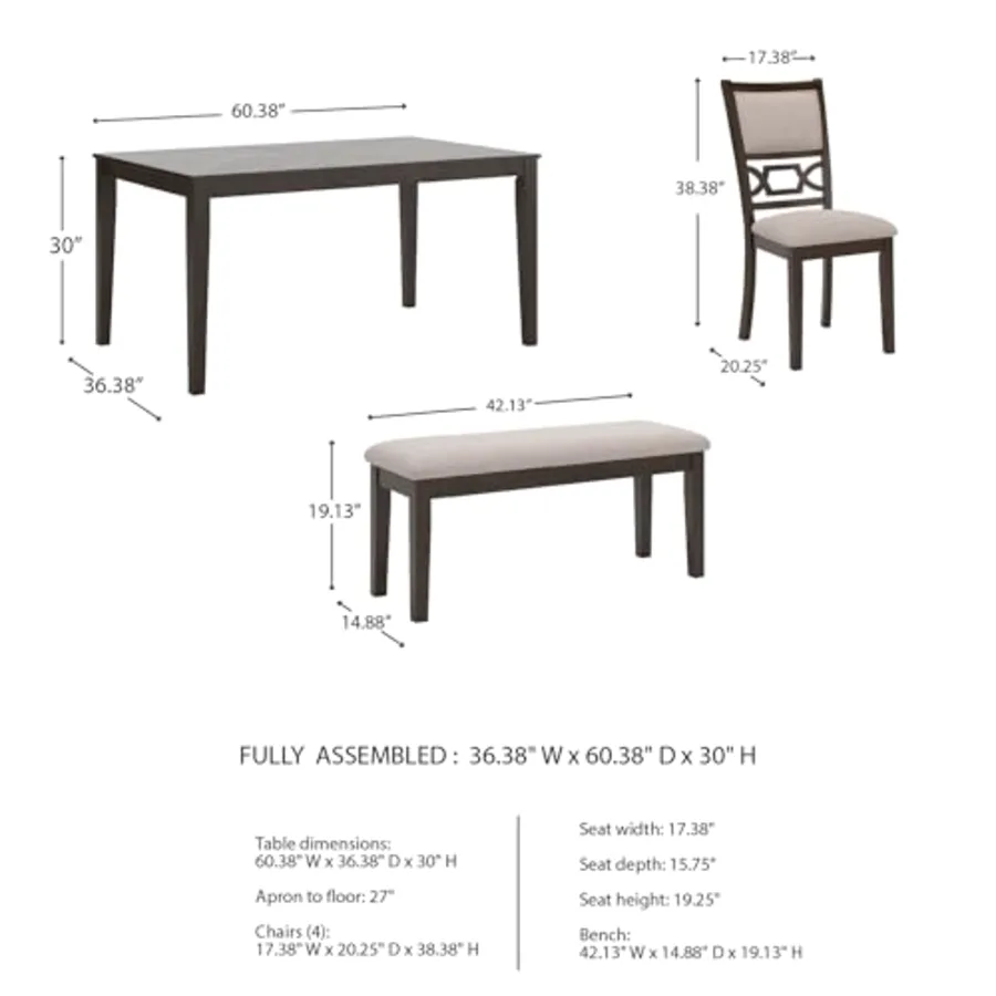 Langwest 6-Piece Dining Table Set with Bench view 2