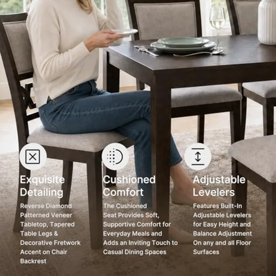 Langwest 6-Piece Dining Table Set with Bench view 3
