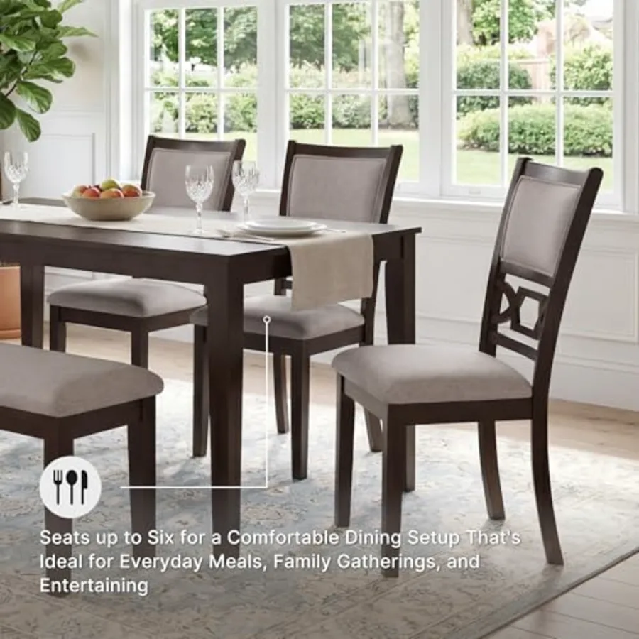 Langwest 6-Piece Dining Table Set with Bench view 5