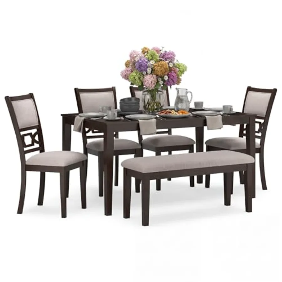 Langwest 6-Piece Dining Table Set with Bench
