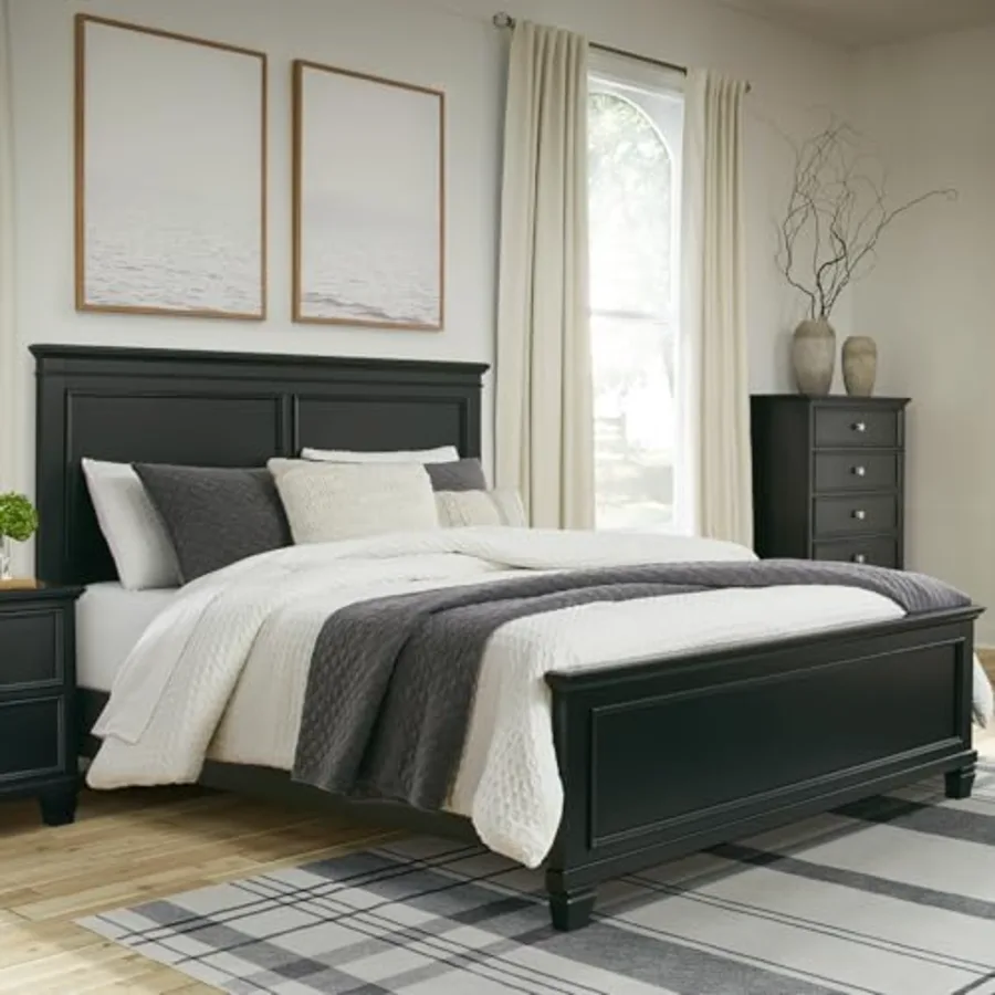 Lanolee Transitional Queen Panel Bed with Tapered Feet view 2