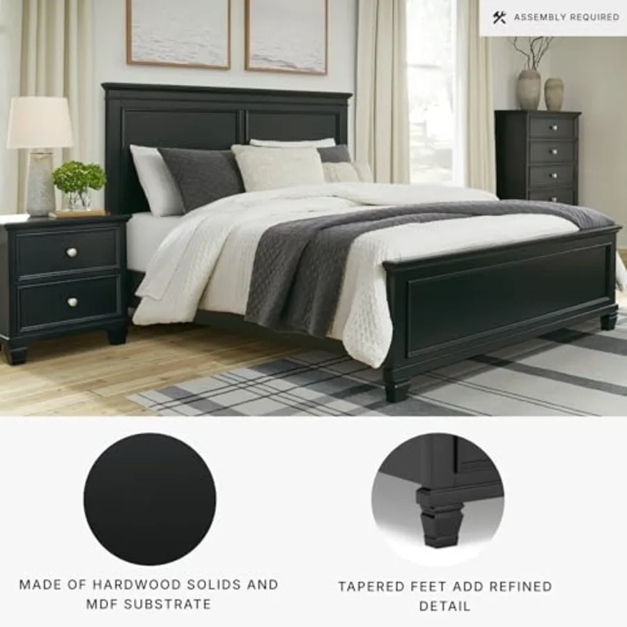 Lanolee Transitional Queen Panel Bed with Tapered Feet view 4