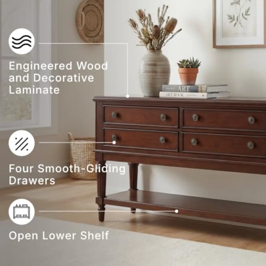 Lavinton Classic 4-Drawer Dining Server with Open Shelf view 3