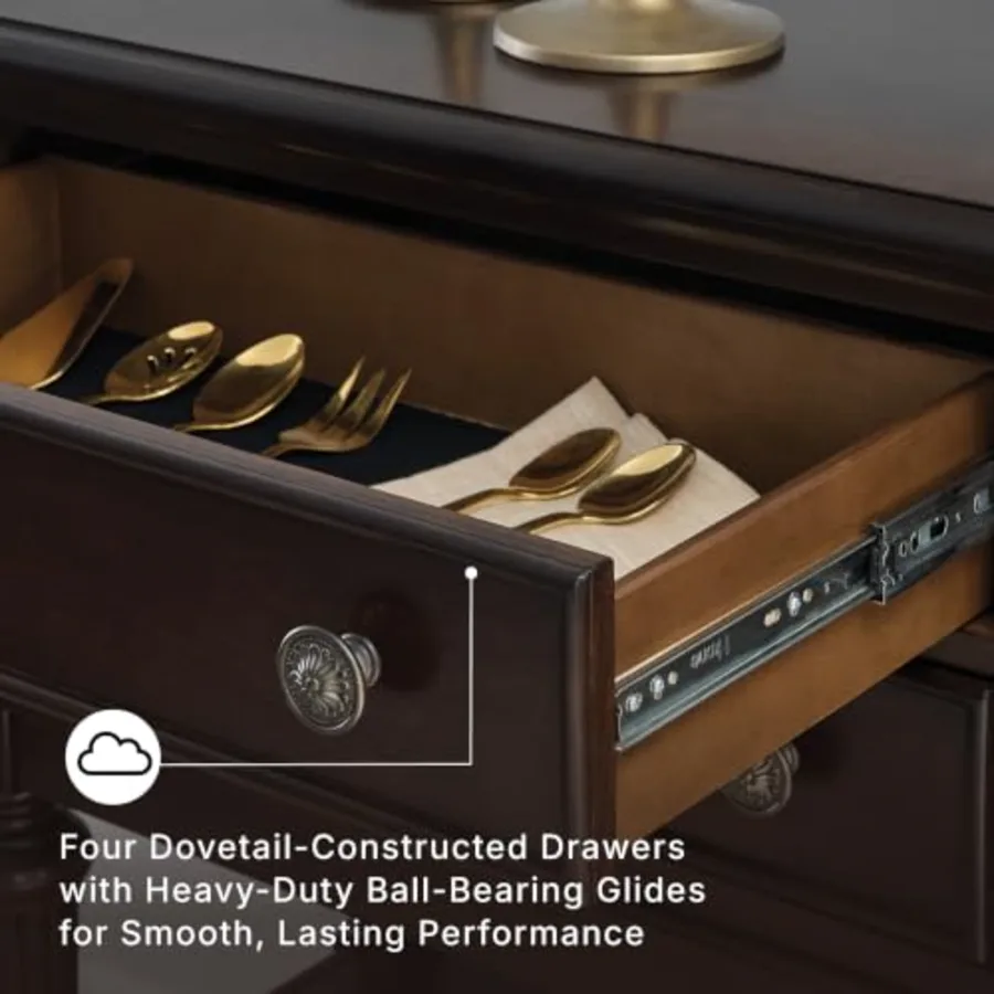 Lavinton Classic 4-Drawer Dining Server with Open Shelf view 5