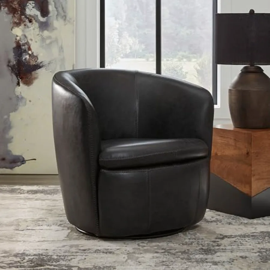 Leather Swivel Accent Chair view 2