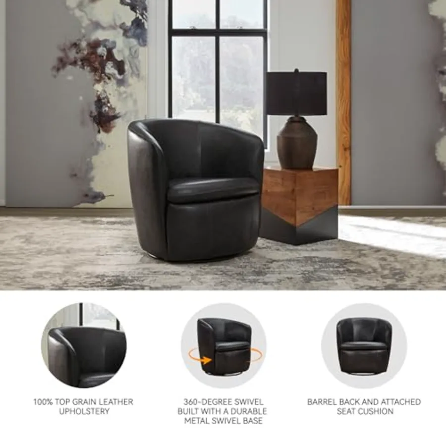 Leather Swivel Accent Chair view 4
