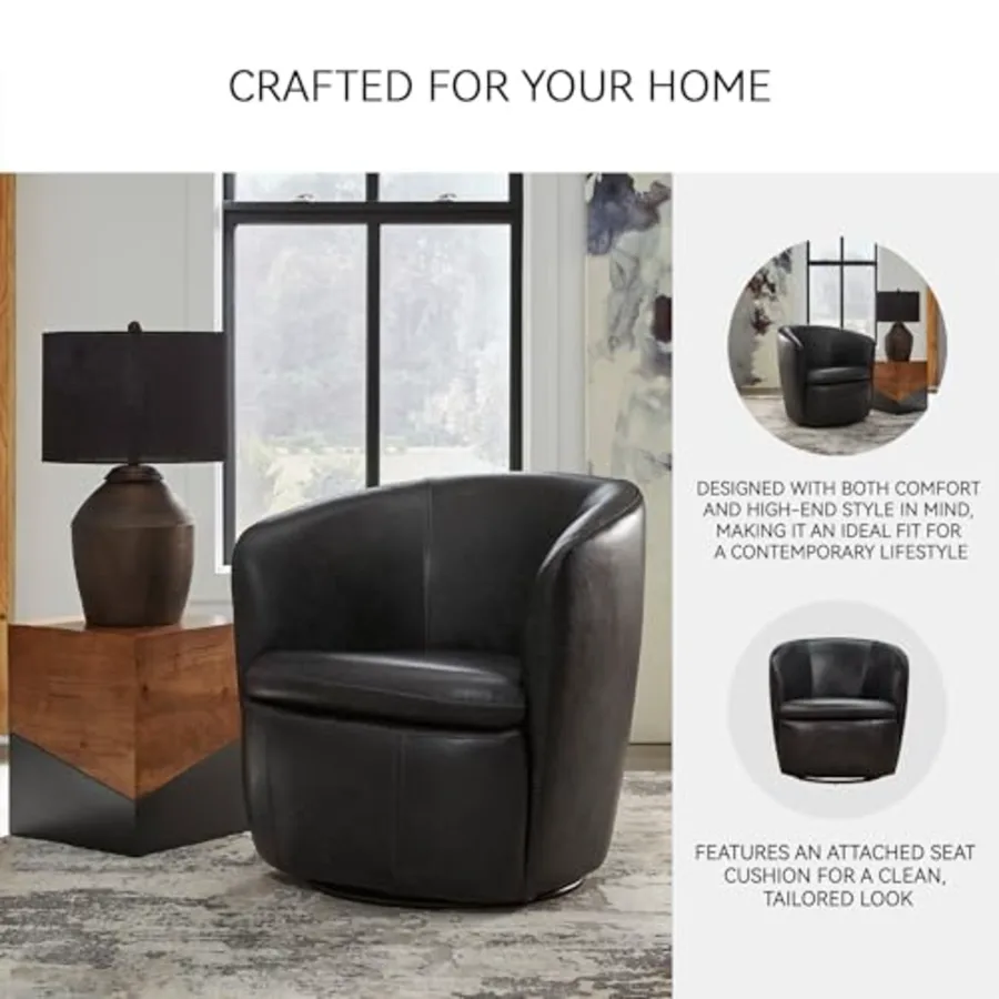 Leather Swivel Accent Chair view 5
