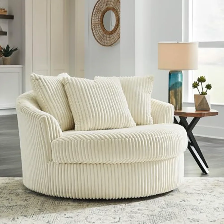 Lindyn White Oversized Swivel Accent Chair view 2