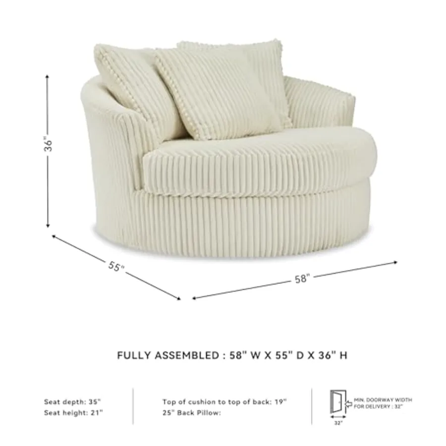 Lindyn White Oversized Swivel Accent Chair view 3