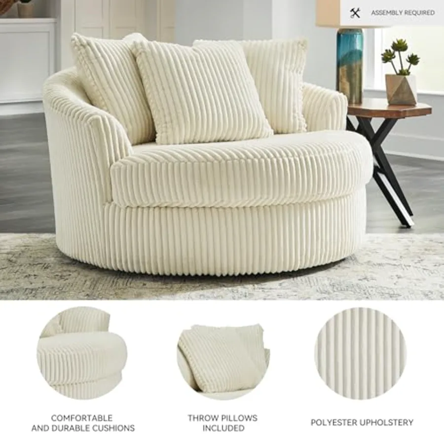Lindyn White Oversized Swivel Accent Chair view 4