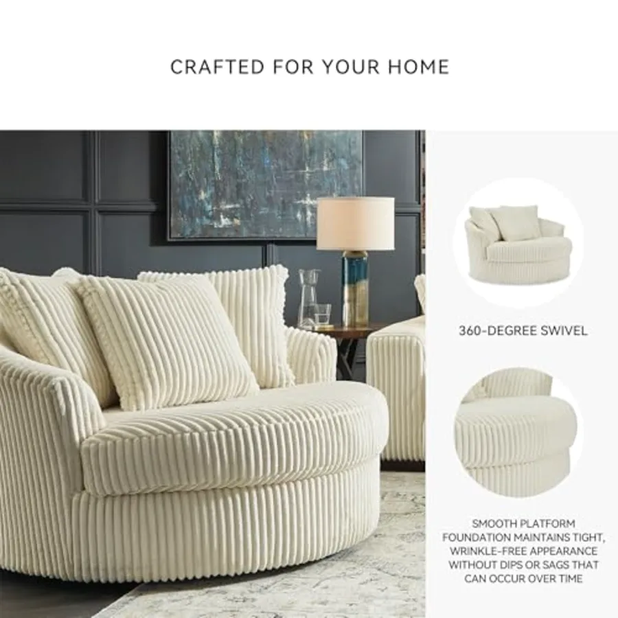 Lindyn White Oversized Swivel Accent Chair view 5