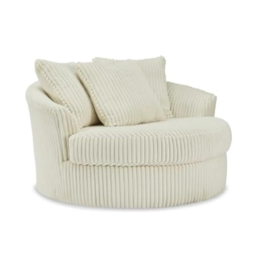 Lindyn White Oversized Swivel Accent Chair