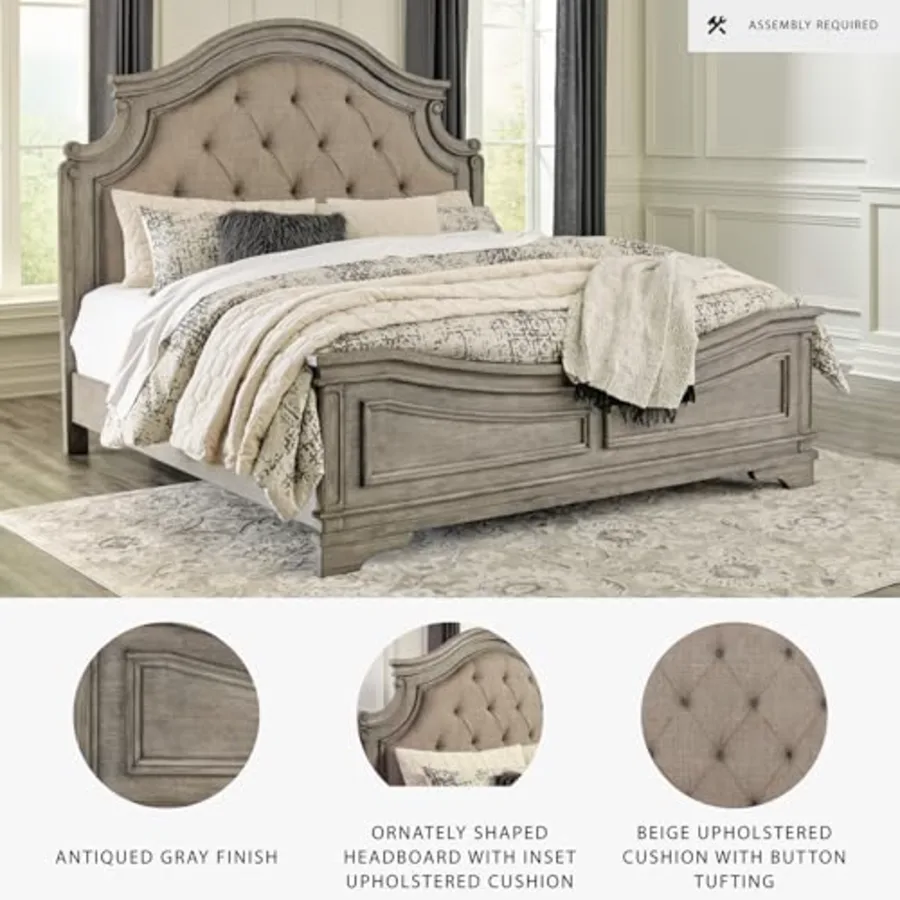 Lodenbay Traditional Upholstered Tufted Panel Bed view 4