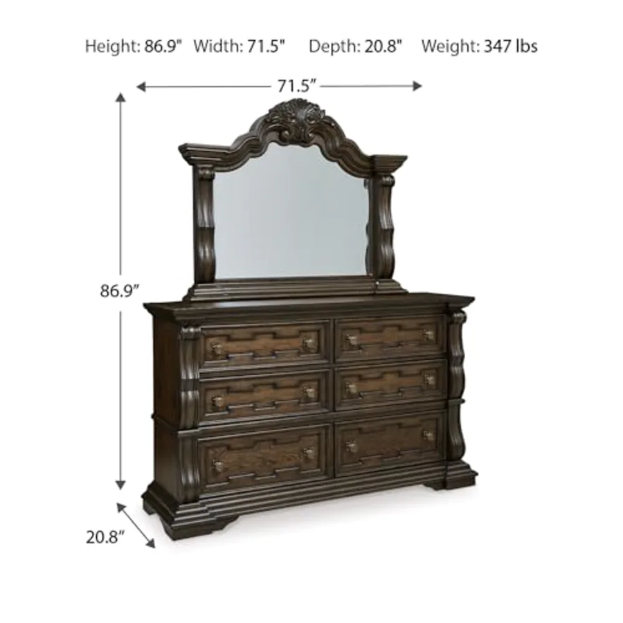 Maylee 6 Drawer Dresser with Mirror view 3