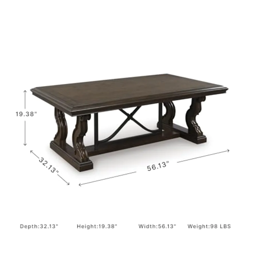 Maylee Classic Coffee Table with Trestle Base view 3