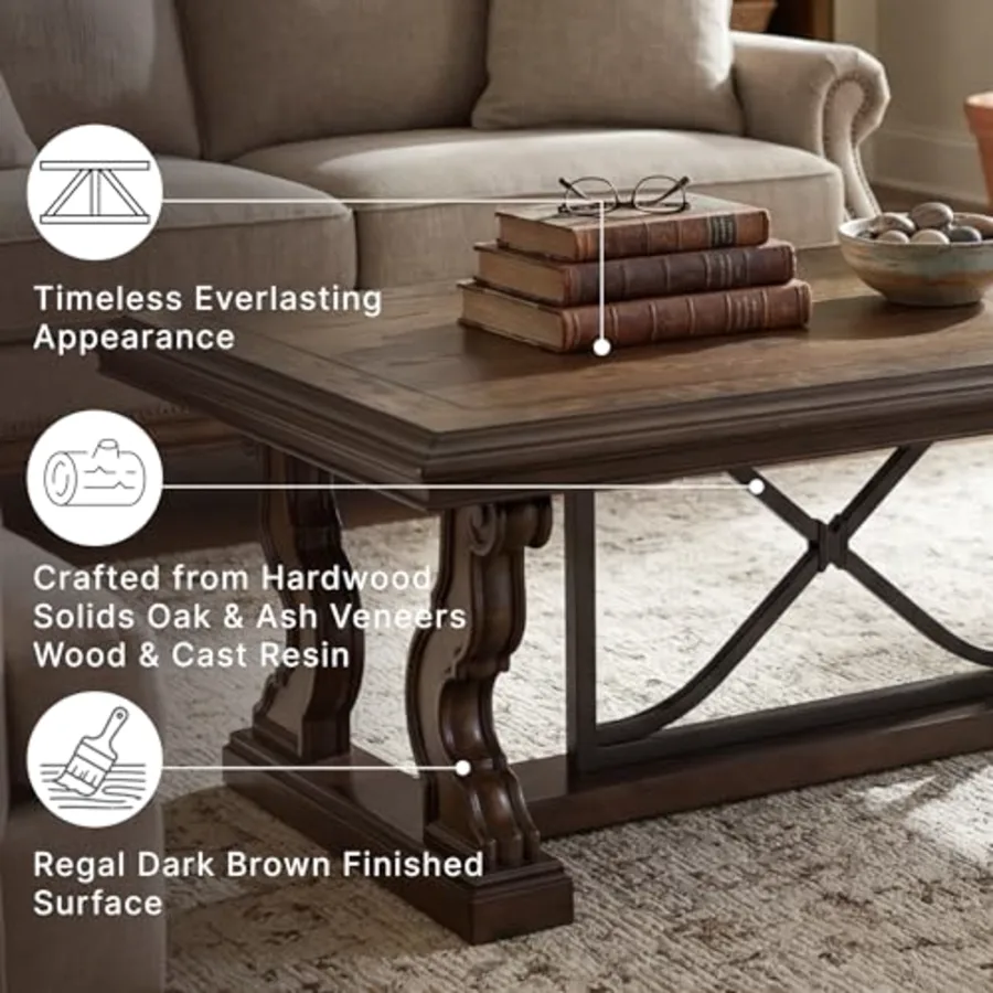 Maylee Classic Coffee Table with Trestle Base view 4