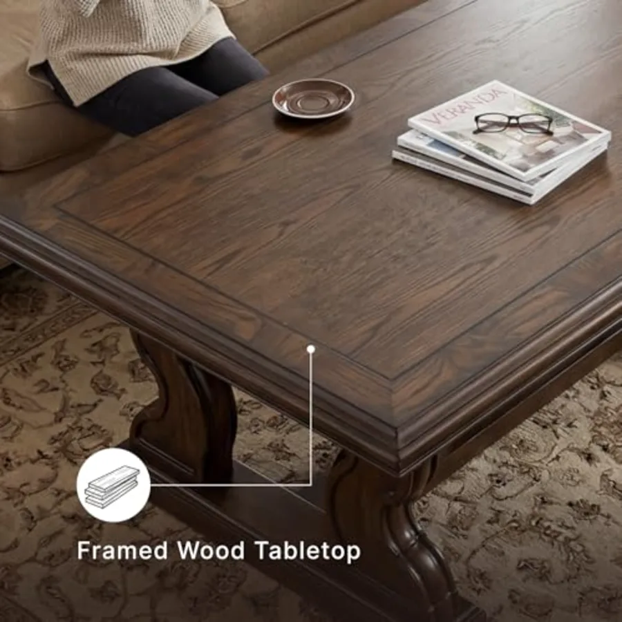 Maylee Classic Coffee Table with Trestle Base view 5