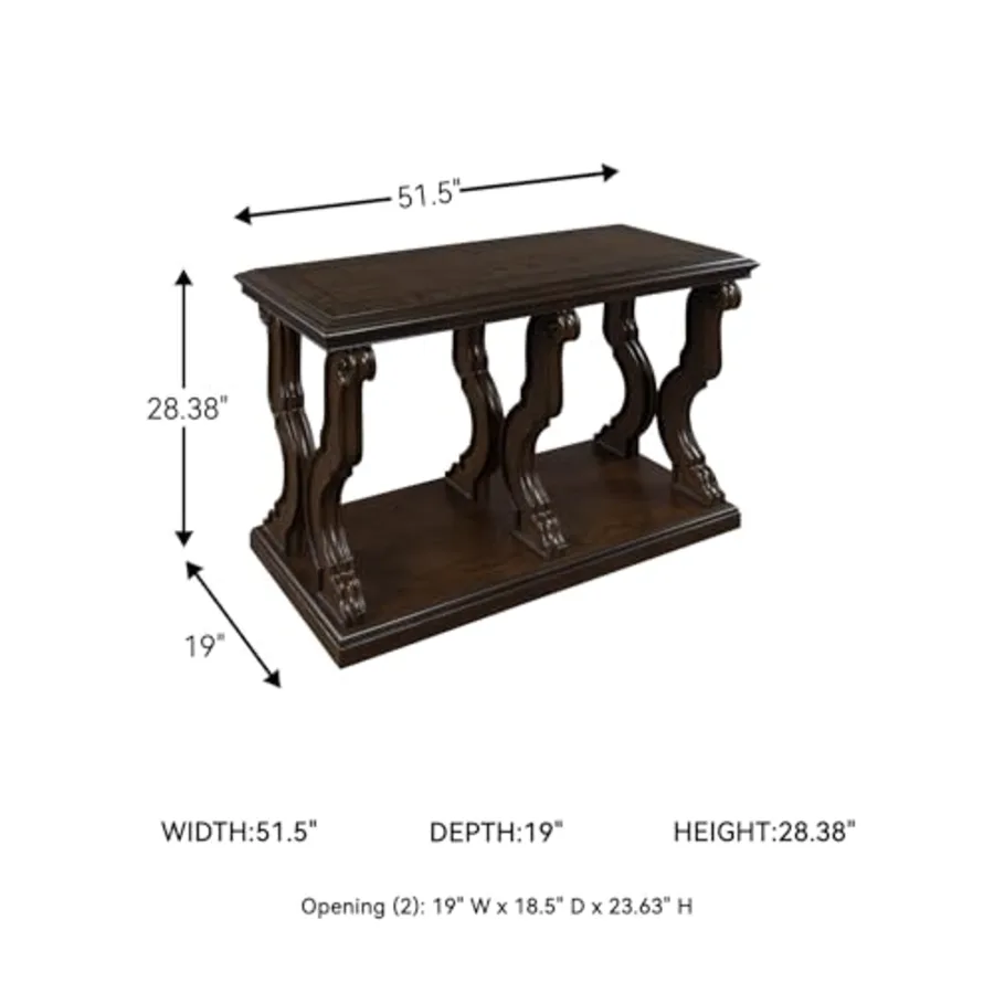 Maylee Classic Sofa Table with Open Shelf and Scroll Legs view 3