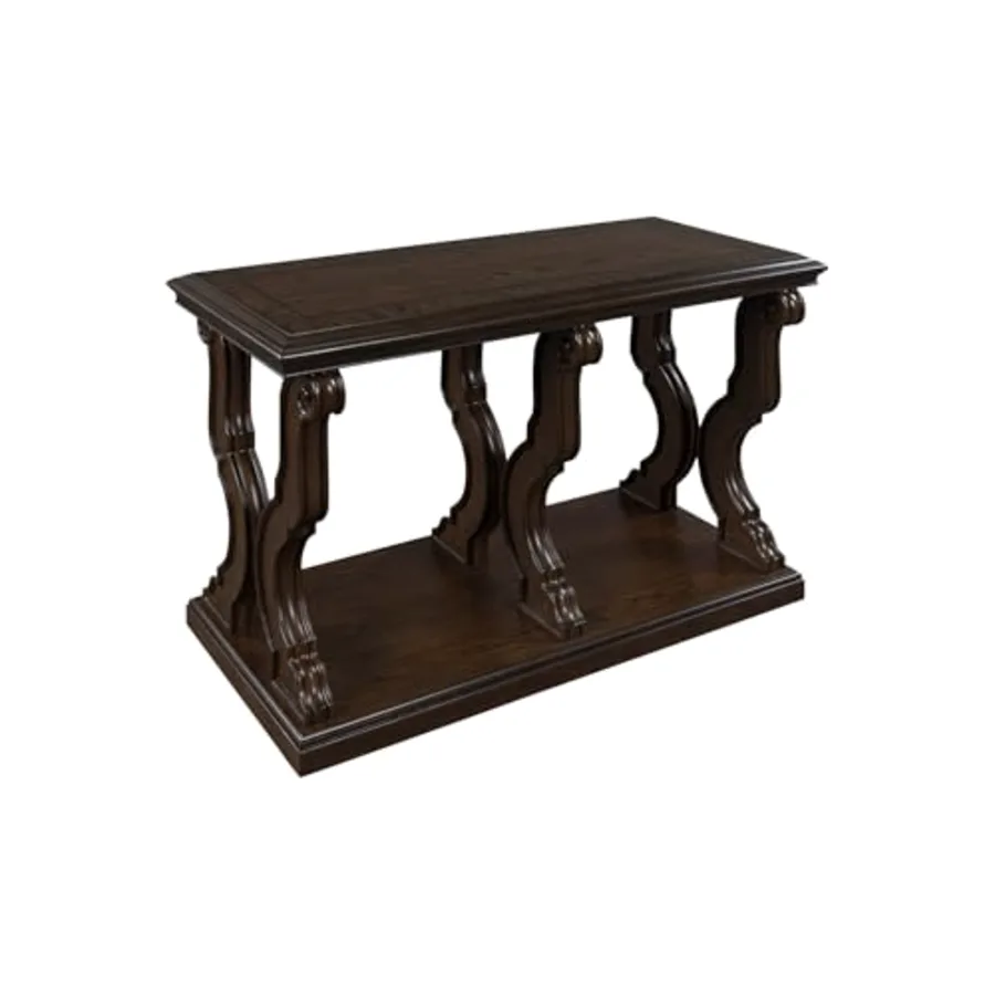 Maylee Classic Sofa Table with Open Shelf and Scroll Legs