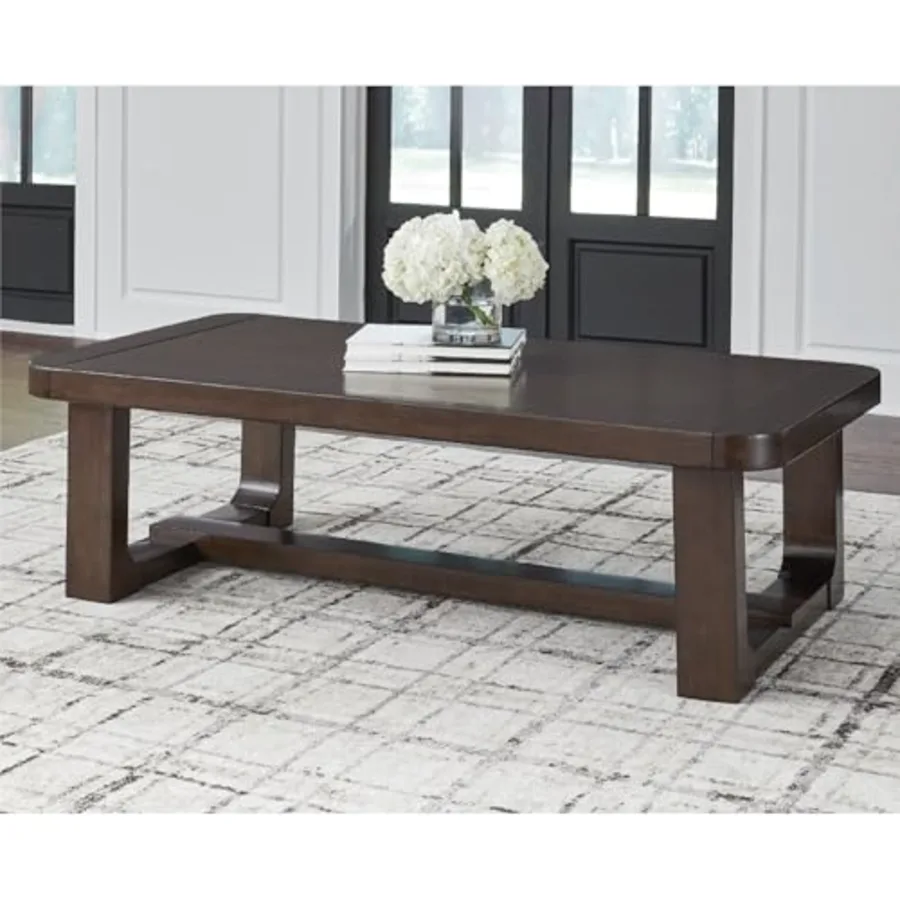 Modern Wood Rectangle Coffee Table view 2