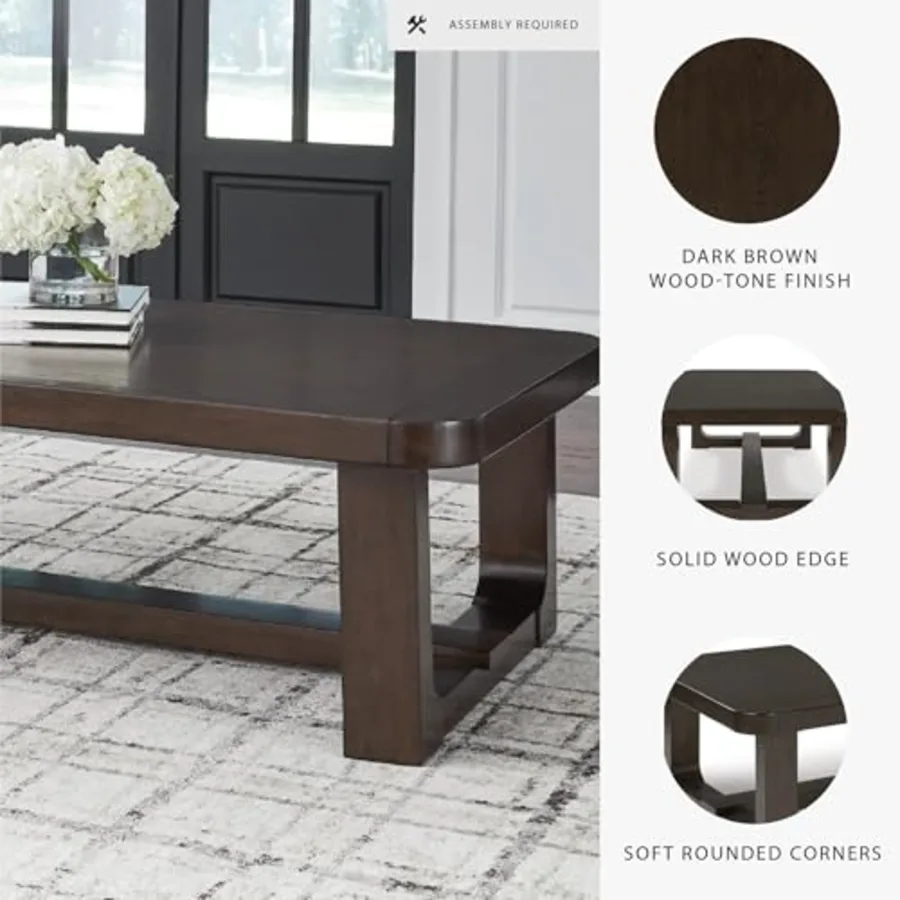 Modern Wood Rectangle Coffee Table view 4