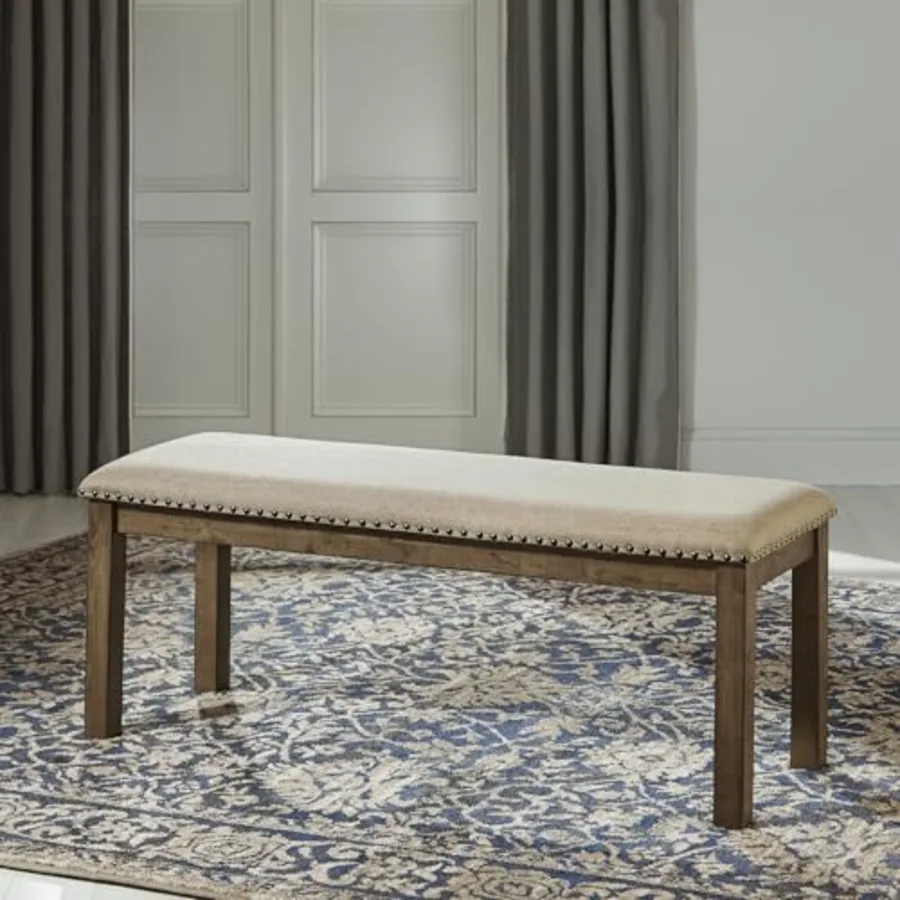 Moriville Casual Rustic Upholstered Dining Bench view 2