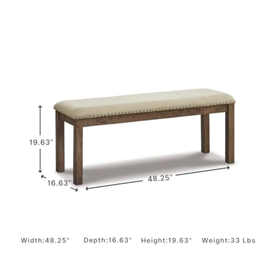 Moriville Casual Rustic Upholstered Dining Bench view 3