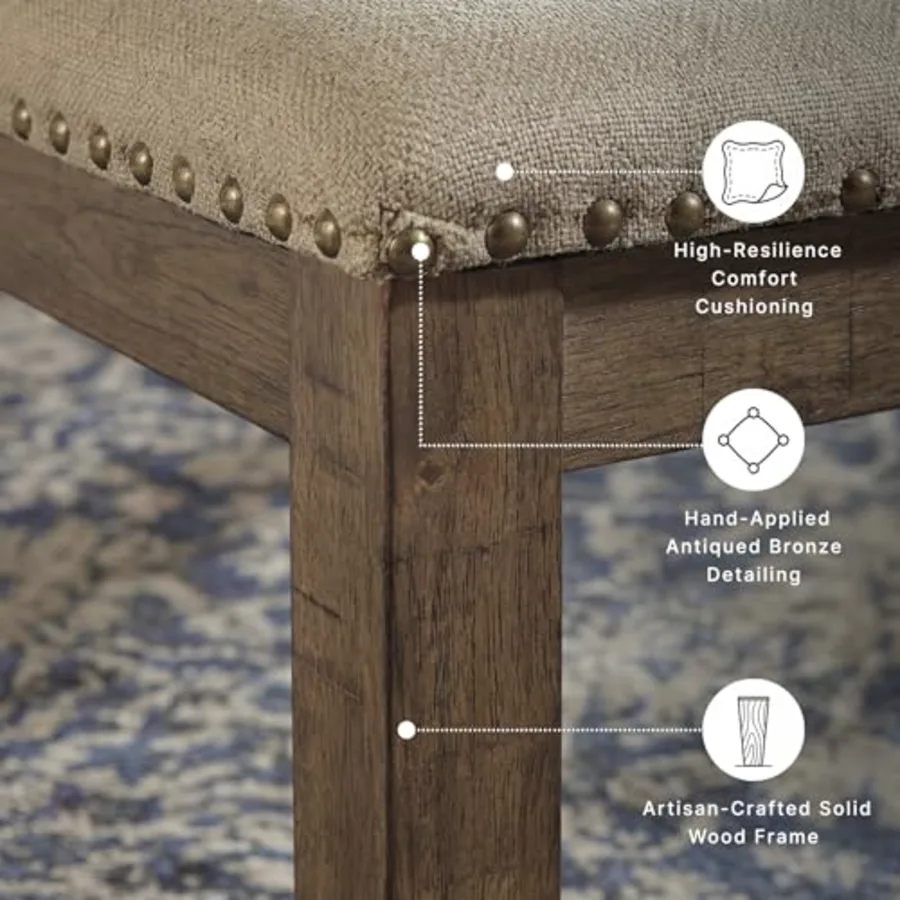 Moriville Casual Rustic Upholstered Dining Bench view 4