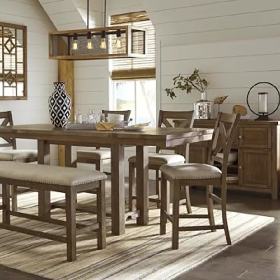 Moriville Rustic Farmhouse 24.5" Upholstered Barstool view 2