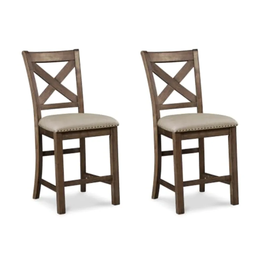 Moriville Rustic Farmhouse 24.5" Upholstered Barstool