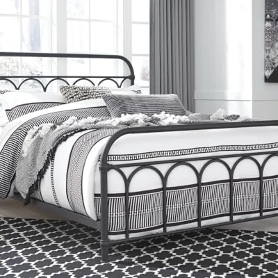 Nashburg Farmhouse Industrial Queen Metal Bed view 2