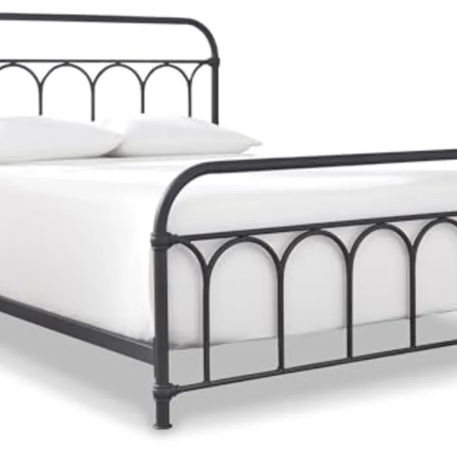 Nashburg Farmhouse Industrial Queen Metal Bed