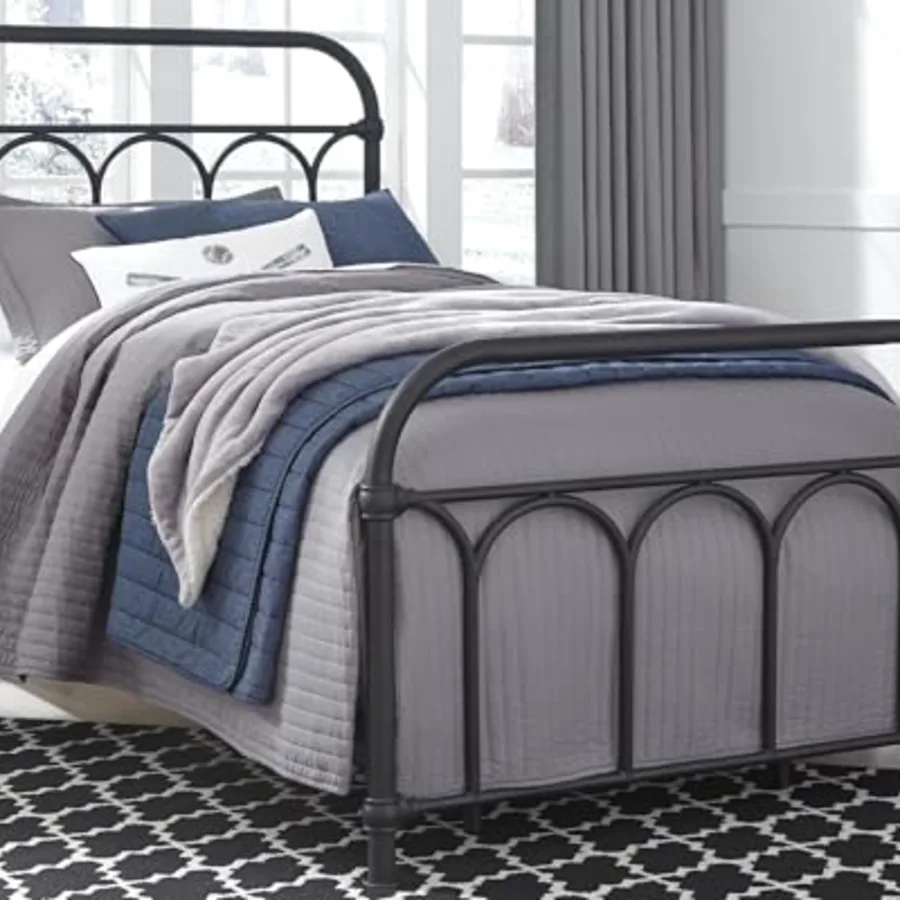 Nashburg Farmhouse Industrial Twin Metal Bed view 2