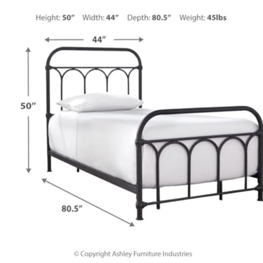 Nashburg Farmhouse Industrial Twin Metal Bed view 3