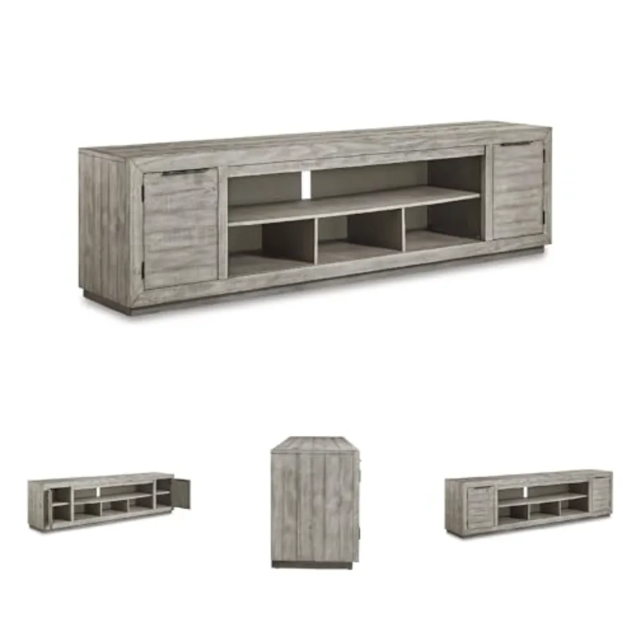 Naydell Rustic TV Stand with Fireplace Option Fits TVs up view 5