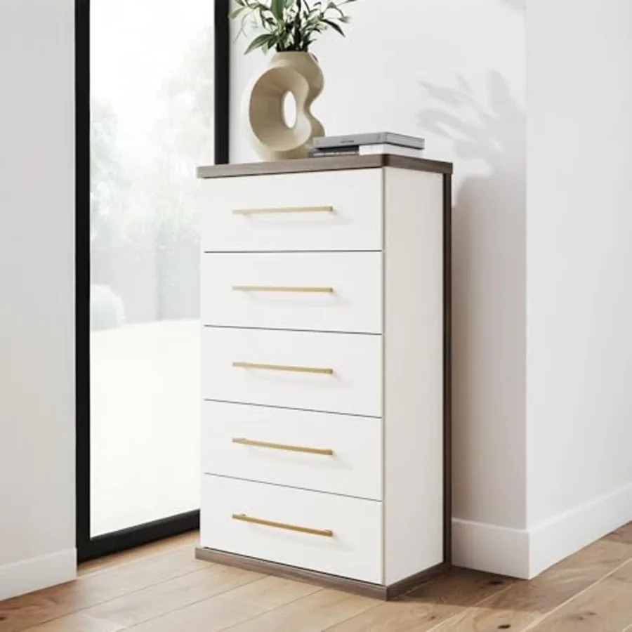 Nendalane Contemporary 5-Drawer Chest with Walnut Finish view 2
