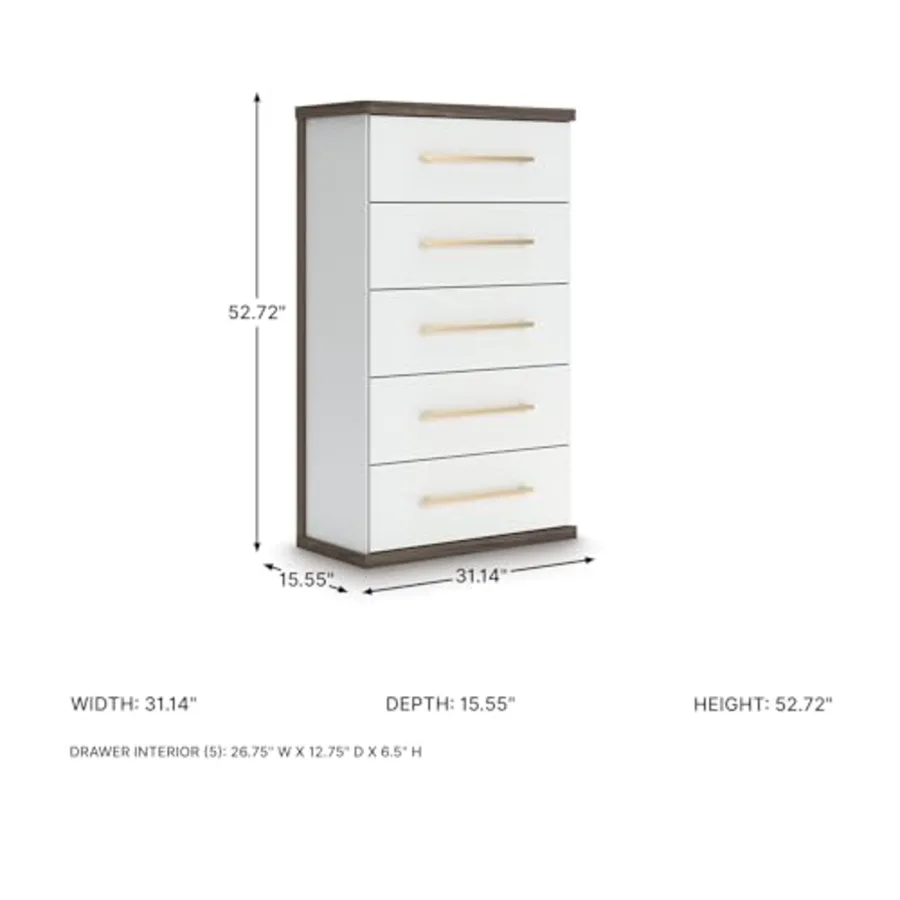 Nendalane Contemporary 5-Drawer Chest with Walnut Finish view 3