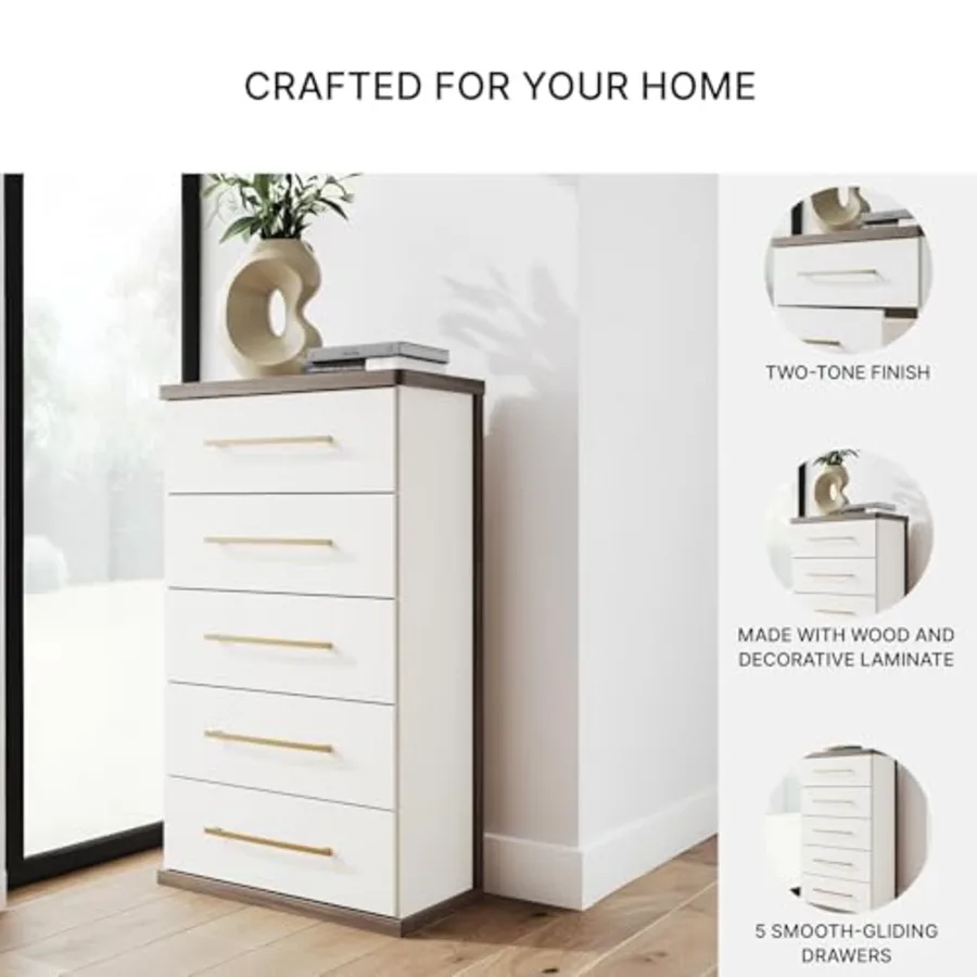Nendalane Contemporary 5-Drawer Chest with Walnut Finish view 5