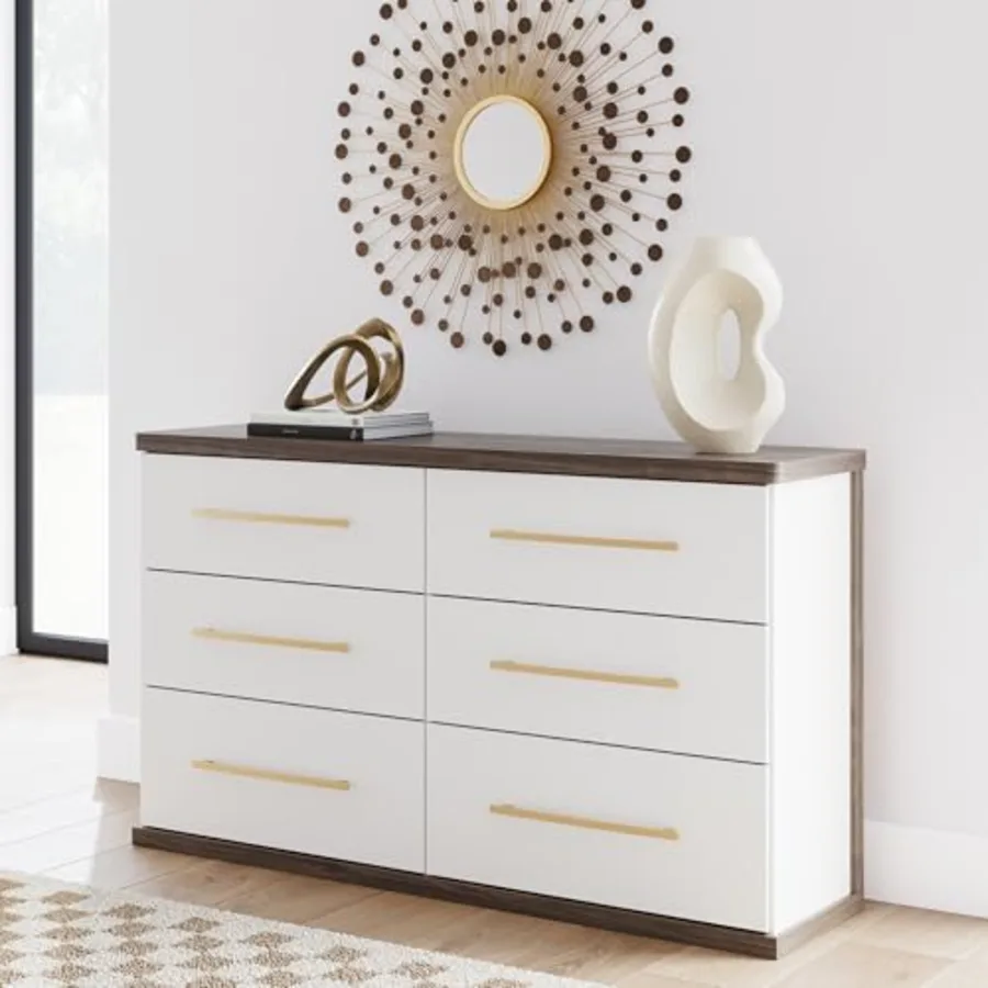 Nendalane Contemporary 6-Drawer Dresser with Walnut Finish view 2