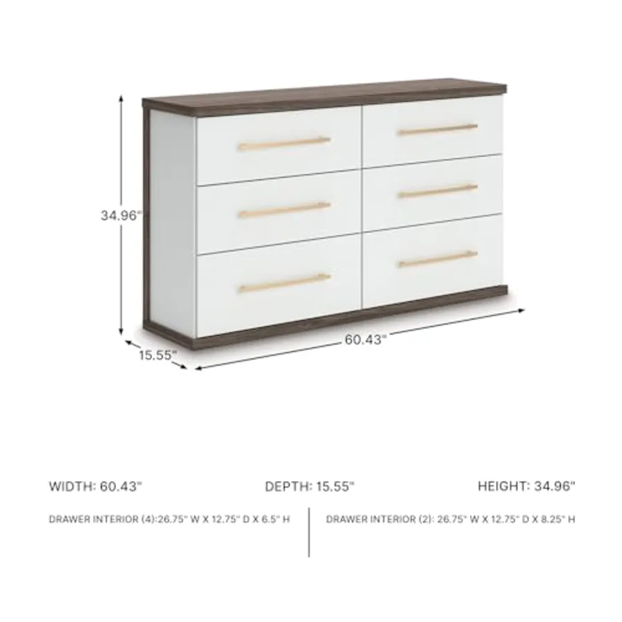 Nendalane Contemporary 6-Drawer Dresser with Walnut Finish view 3